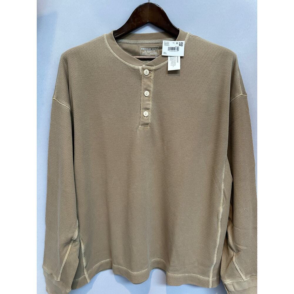 Men’s American Eagle Tan Boxy Fit Waffle Jersey Size L